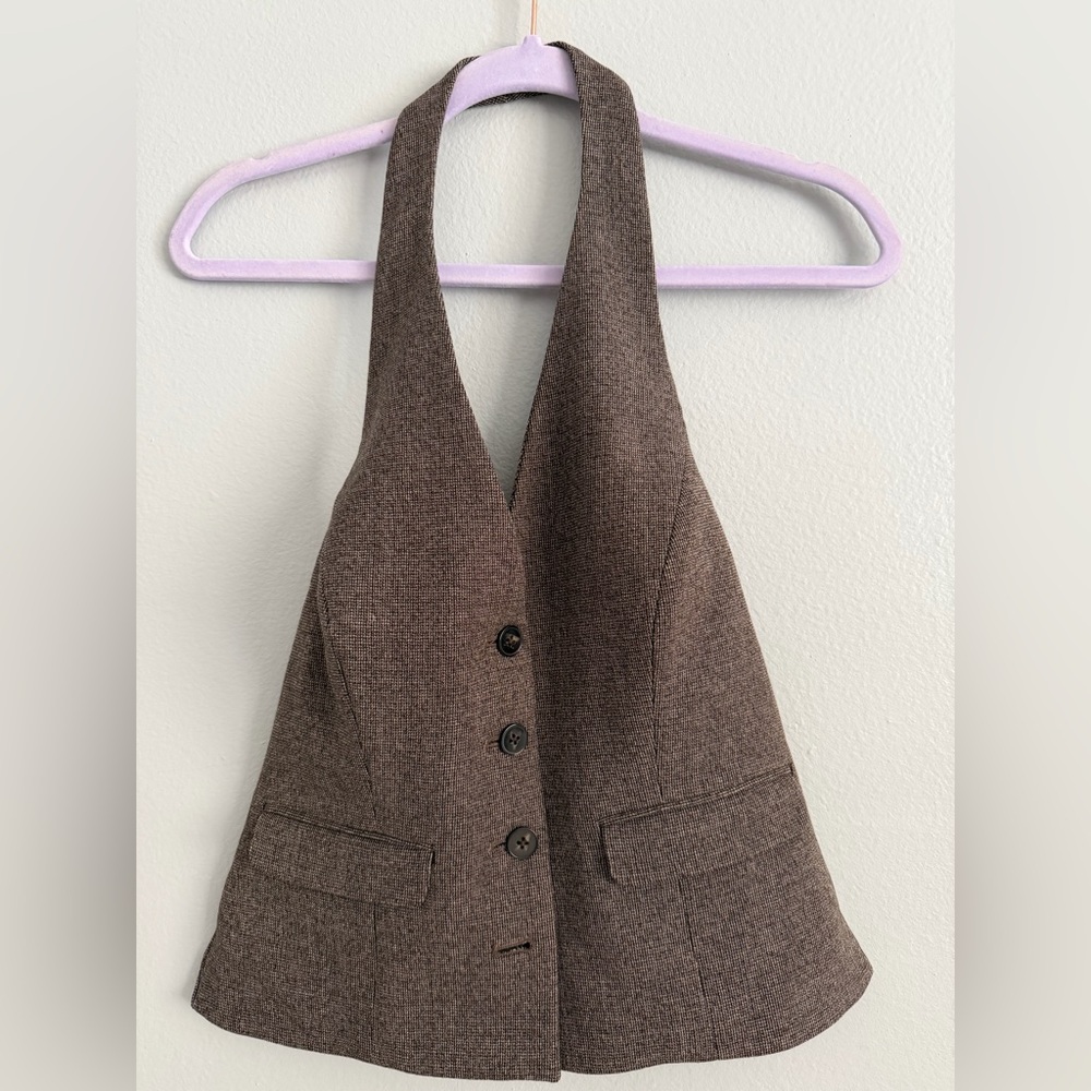 Express Brown Textured Vest NWOT
